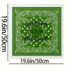 One Piece Green Floral and Leopard Print Square Scarf