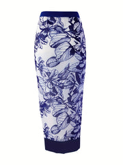 Women's Plus Leaf Print Beachwear Wrap Skirt