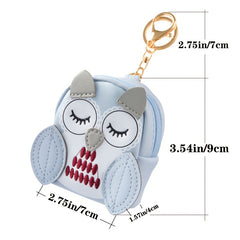 Mini Owl Coin Purse Zipper Faux Leather Storage Bag