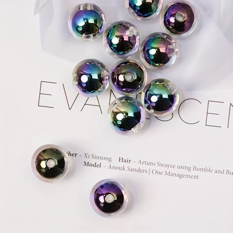 16pcs 14mm Acrylic Plated Beads DIY Mobile Phone Key Chain Bag Beade