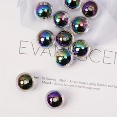 16pcs 14mm Acrylic Plated Beads DIY Mobile Phone Key Chain Bag Beade