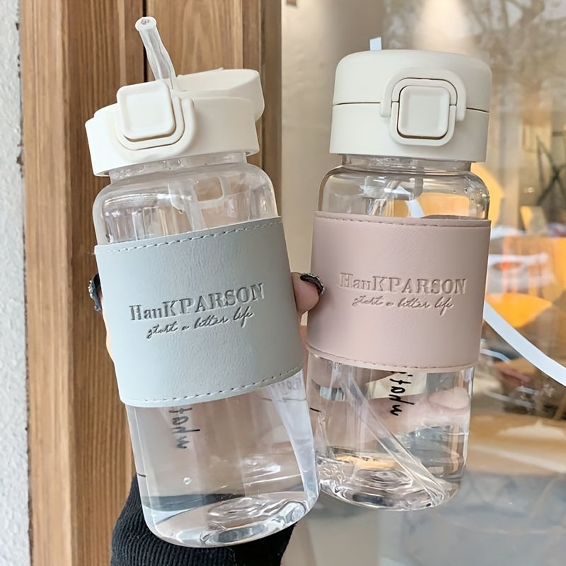 500ml Clear Plastic Water Cup with Straw for Sports Fitness