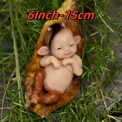6 Inch Mini Silicone Reborn Doll Hand Painted Skin Washable Soft Touch Body