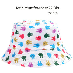Colorful Rabbit Print Bucket Hat Lightweight Sunshade