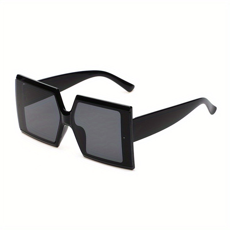 Oversized Square Frame Sunglasses Gradient Lens Wide Temple UV400