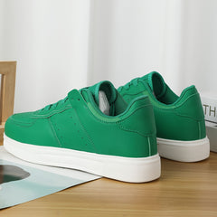 Faux Leather Flat Breathable Skate Shoes Non Slip Casual Sneakers