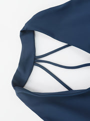 2pcs Wireless Bras Criss Cross Strappy Cut Out Yoga Bra Women's Lingerie