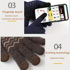 Winter Warm Knitted Gloves Thickened And Velvet Warm Gloves Touch Screen Gloves