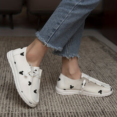 Women's Animal Print Canvas Shoes Lightweight Low Top Lace Up Shoes