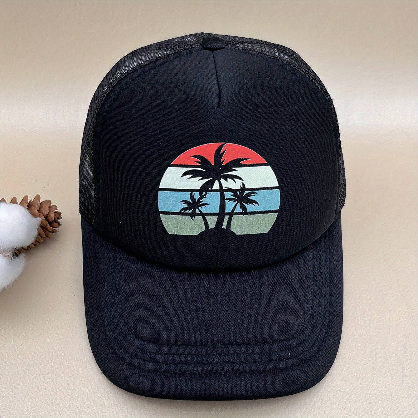 Adjustable Coconut Tree Pattern Baseball Cap for Outdoor Sport