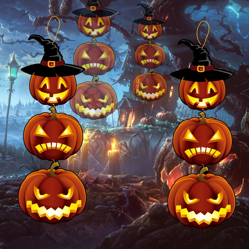 2pcs Halloween Pumpkin Paper Hanging Flag Decoration