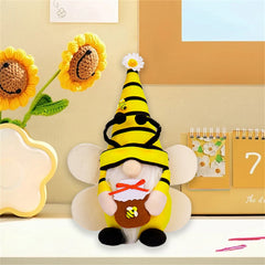 Sunflower Bee Gnome Plush Stuffed Animal for Spring Decor