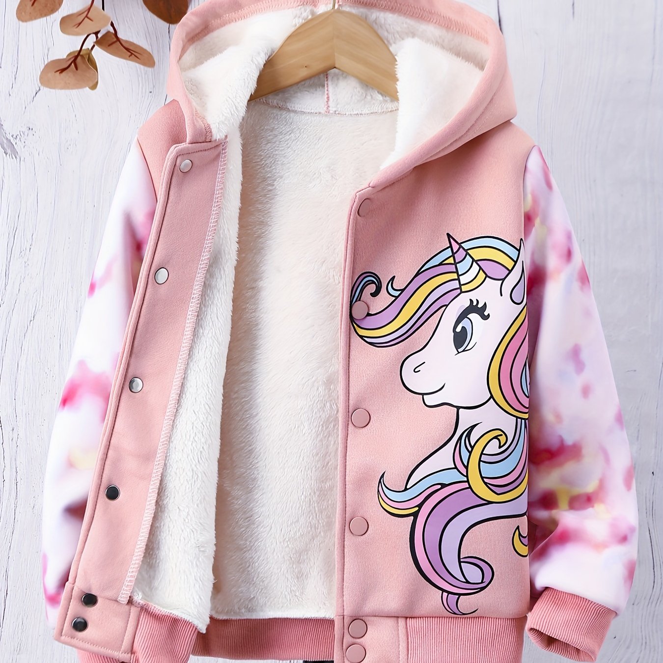 Girls' Unicorn Tie Dye Long Sleeve Fleece Jacket Coat