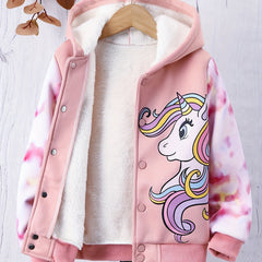 Girls' Unicorn Tie Dye Long Sleeve Fleece Jacket Coat