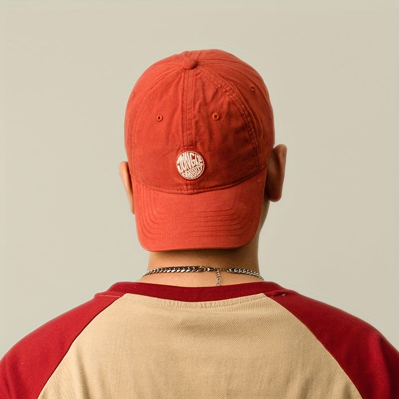 Embroidered Round Label Couple Daily Duck Tongue Cap Sunshade Baseball Soft Top