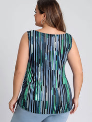  Random Print Cut Out V Neck Tank Top