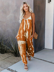 Tie Dye V-Neck Plus Size Boho Jumpsuit