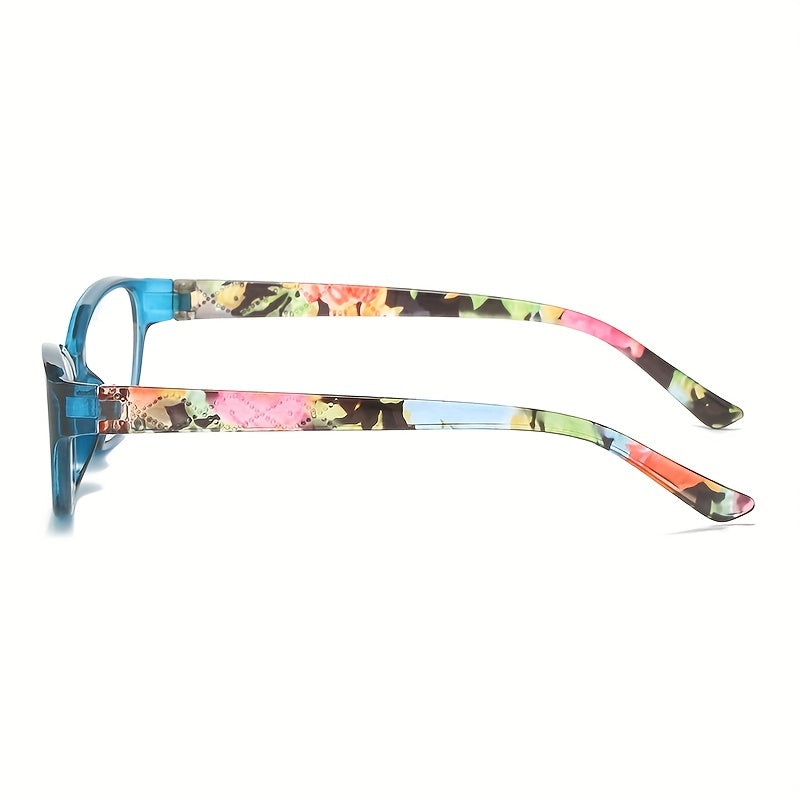 Floral Cat Eye Light Block Reading Glasses Clear Lens Anti Eyestrain
