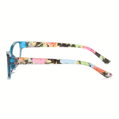 Floral Cat Eye Light Block Reading Glasses Clear Lens Anti Eyestrain