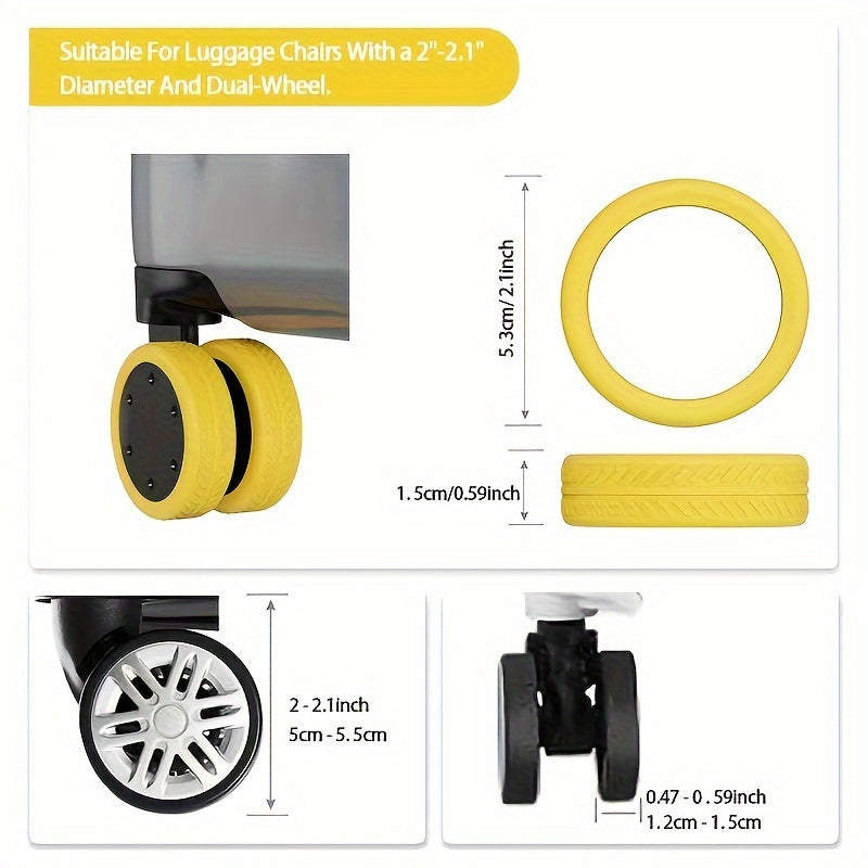 8pcs Luggage Wheel Covers Set Anti Slip Noise Reduction