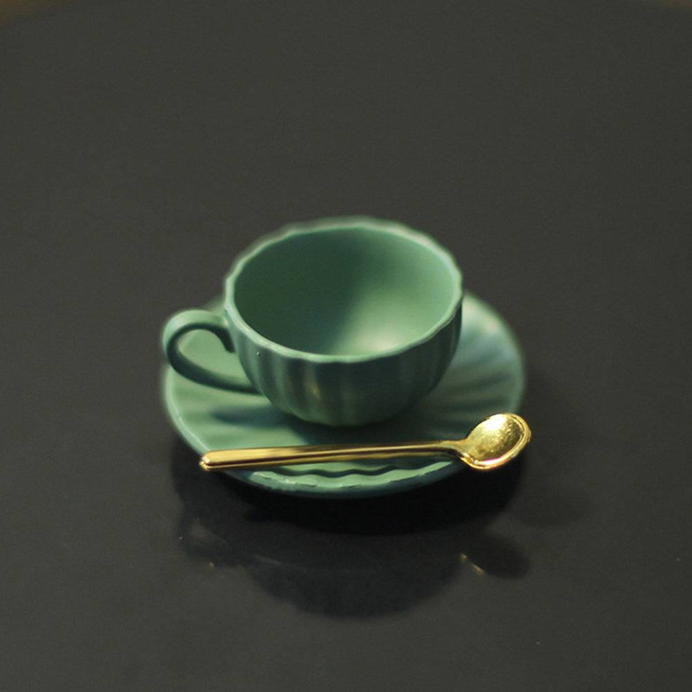 3pcs 1:12 Dollhouse Mini Furniture DIY Access Coffee Cup Saucer Spoon Set