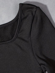 Sexy Short Sleeve Jumpsuit High Stretch Solid Color
