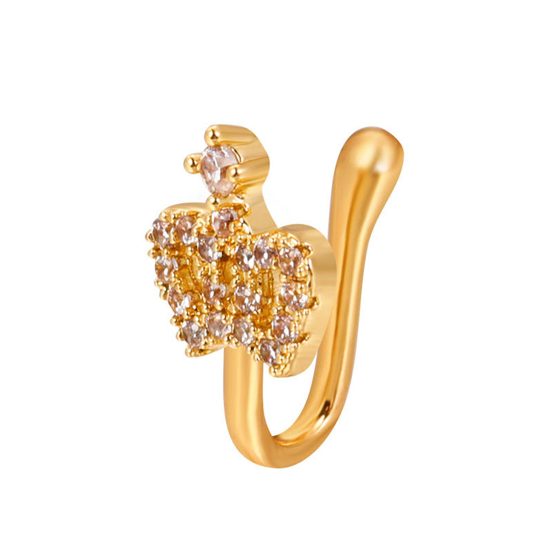 Men's Crown Shaped Nose Clip Inlaid Zircon Craft Party Gift