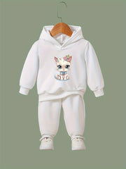 Cat Print 2pcs Girls Outfits For Sports Spring Fall Outdoor Gift