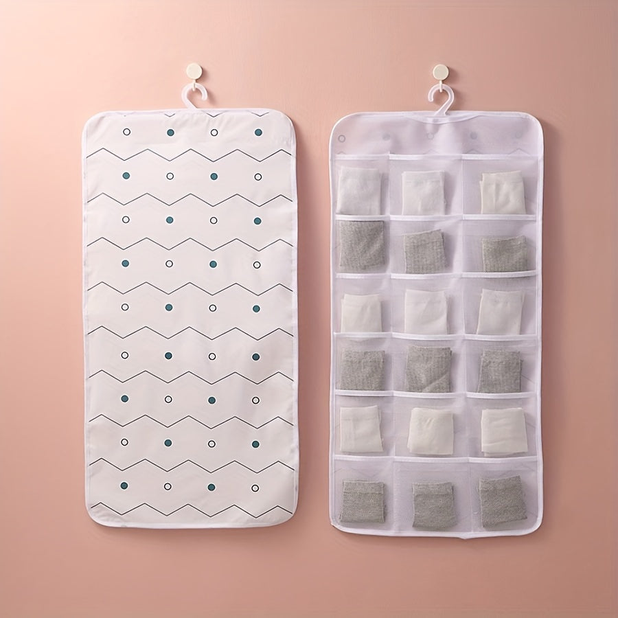 3pcs Hanging Underwear Bags With Grids Large Capacity Shelf Storage Bags