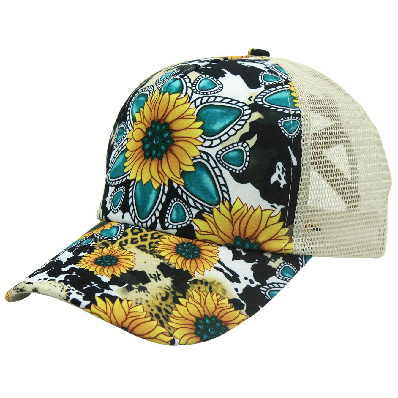 Sun Flower Embroidery Print Baseball Cap Outdoor Sport