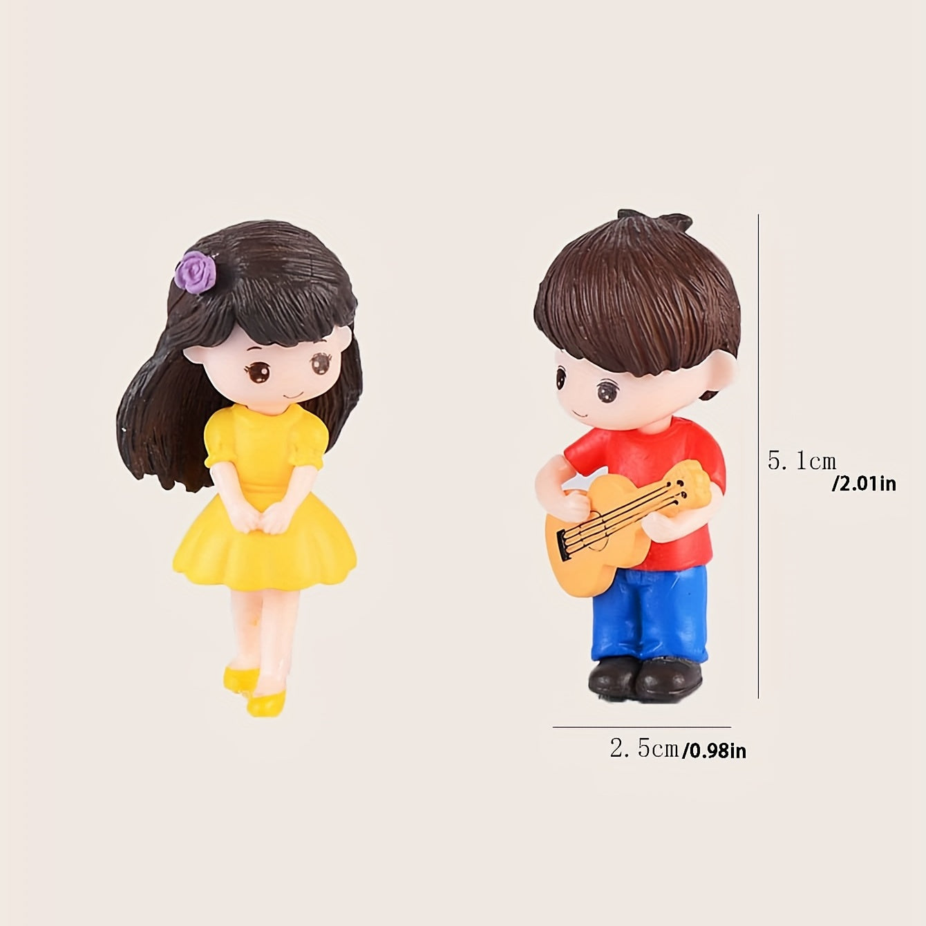 2pcs Guitar Couple Micro Landscape Ornaments for DIY Girl Heart Cake Decoration
