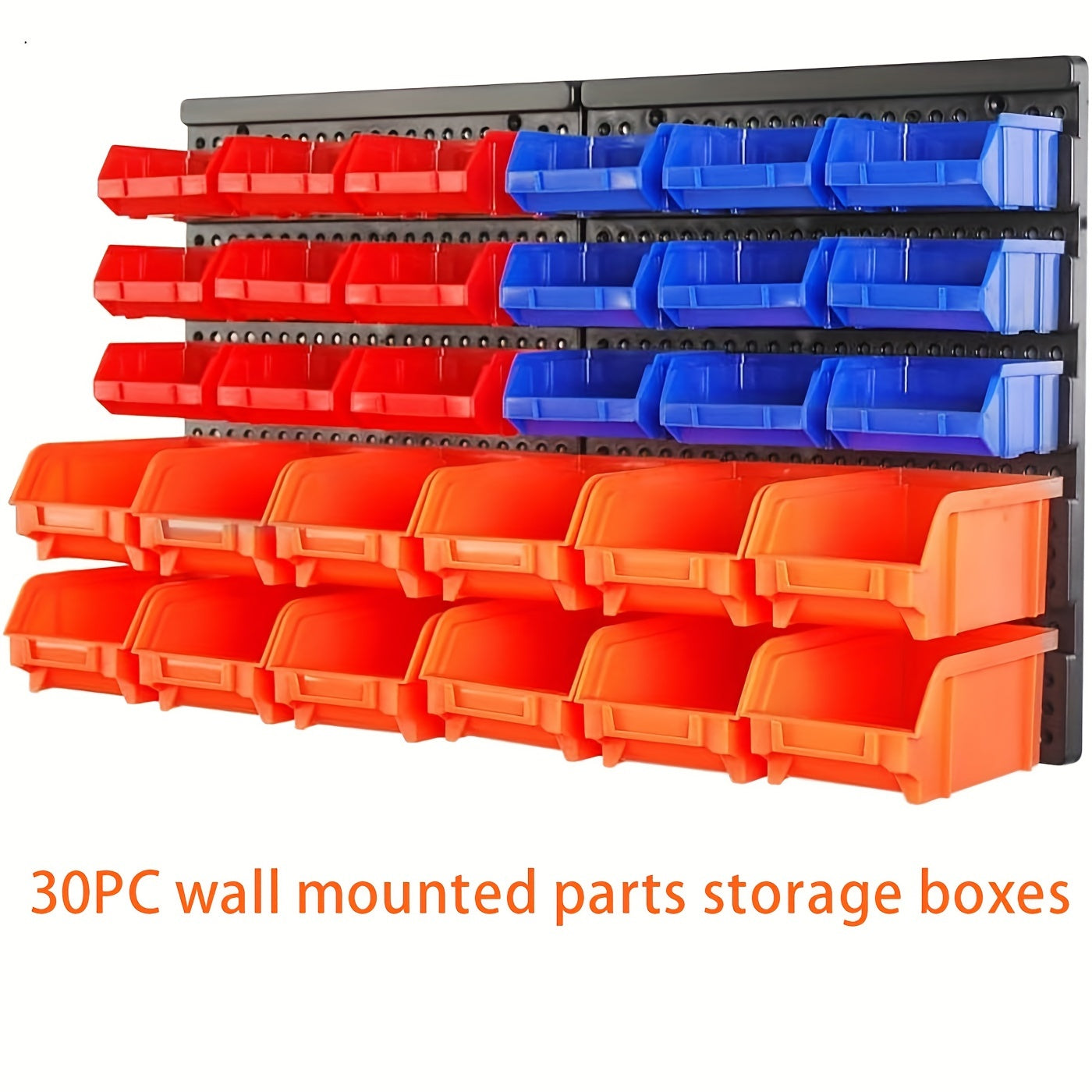 30pcs Wall Mounted Parts Box Storage Container Garage Nuts Bolts Organizer