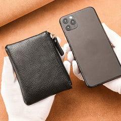 Lychee Pattern PU Coin Purse Small Card Bag Hand Hold Zipper Men's Coin Bag