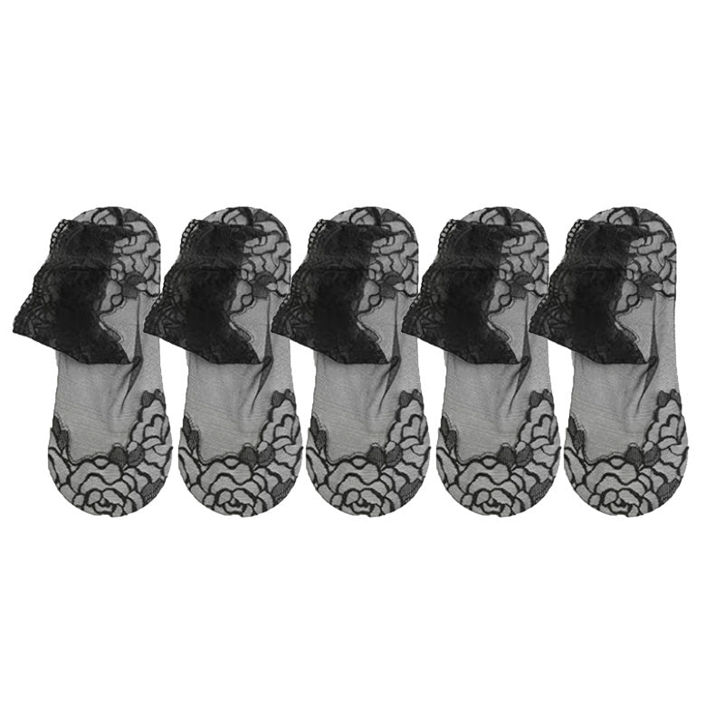 5 Pairs Floral Lace Short Socks Lightweight Stockings & Hosiery