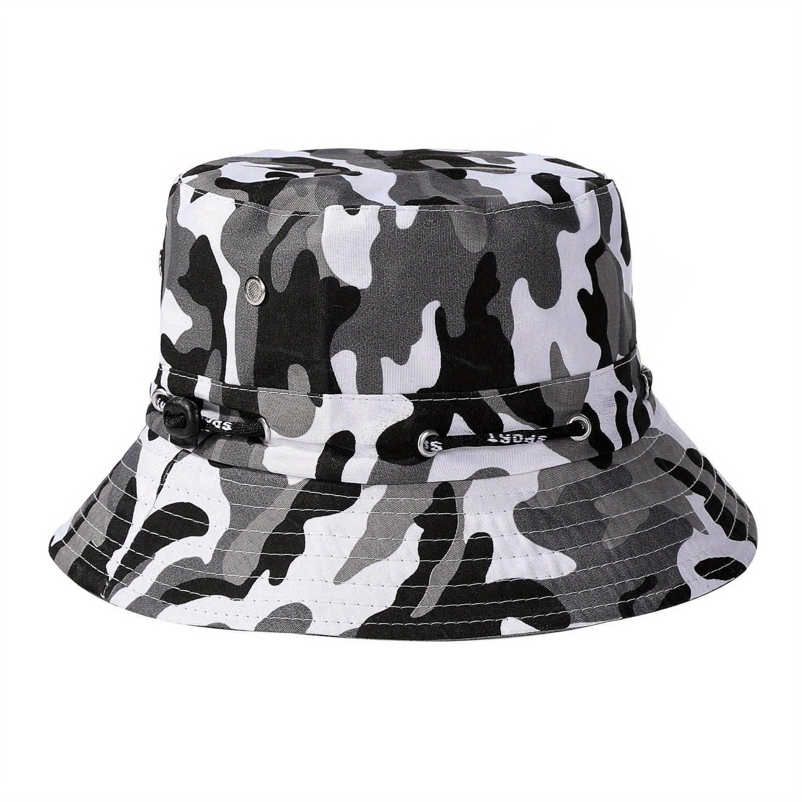 Gray Camouflage Print Bucket Hat Lightweight Sun Hat Unisex
