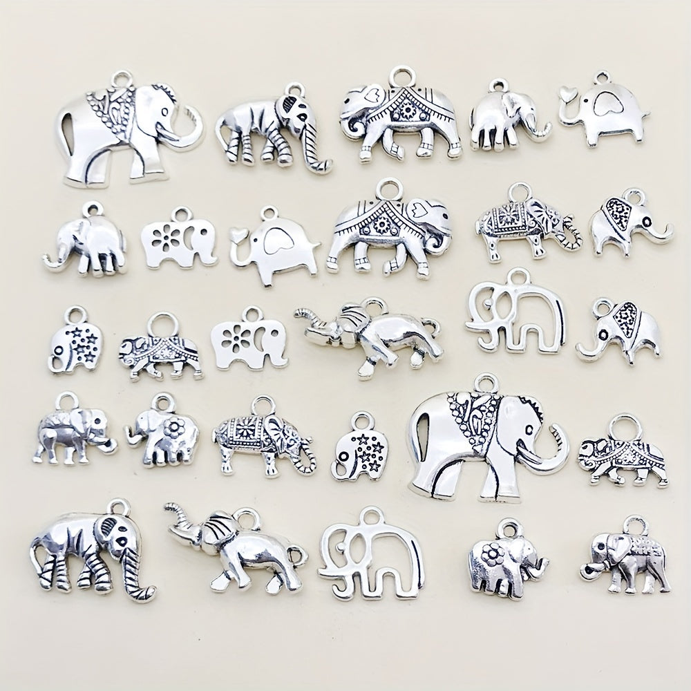 30pcs Antique Silver Elephant Charms Pendants DIY Jewelry Making Findings