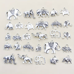 30pcs Antique Silver Elephant Charms Pendants DIY Jewelry Making Findings