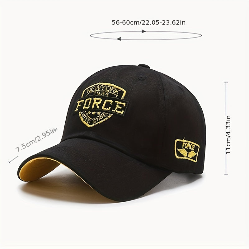 YORK FORCE Baseball Cap Unisex Letter Embroidery Solid Sun Hat