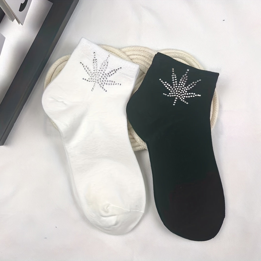 Sparkling Rhinestone Short Socks for Women