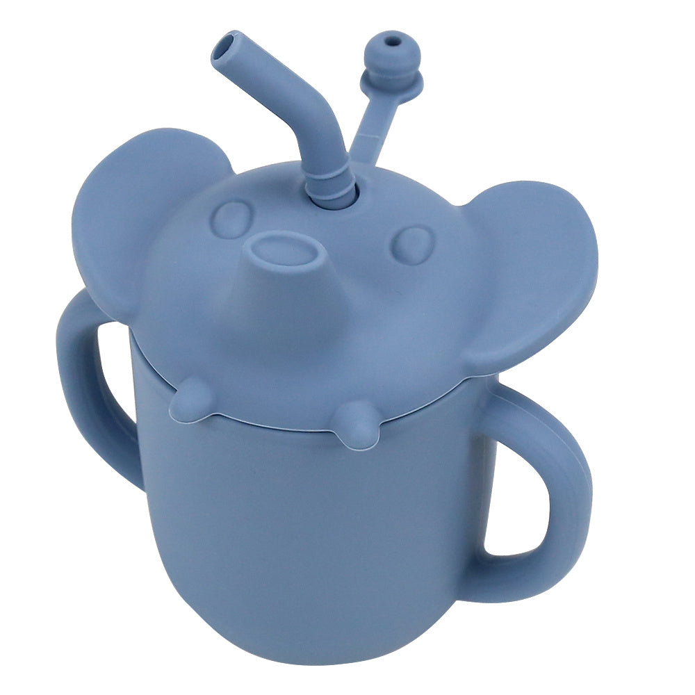 3 in 1 Silicone Training Cup with Straw Lid - 7oz