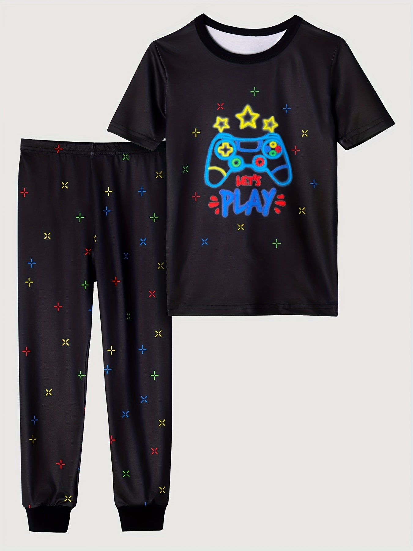 Boys Game Console Pajamas Set - Short Sleeve T shirt & Trousers