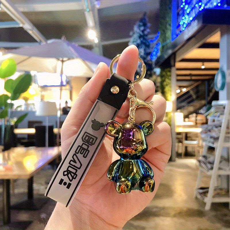 Rainbow Bear Keychain Colorful Bag Charm Car Keys Backpack Decoration