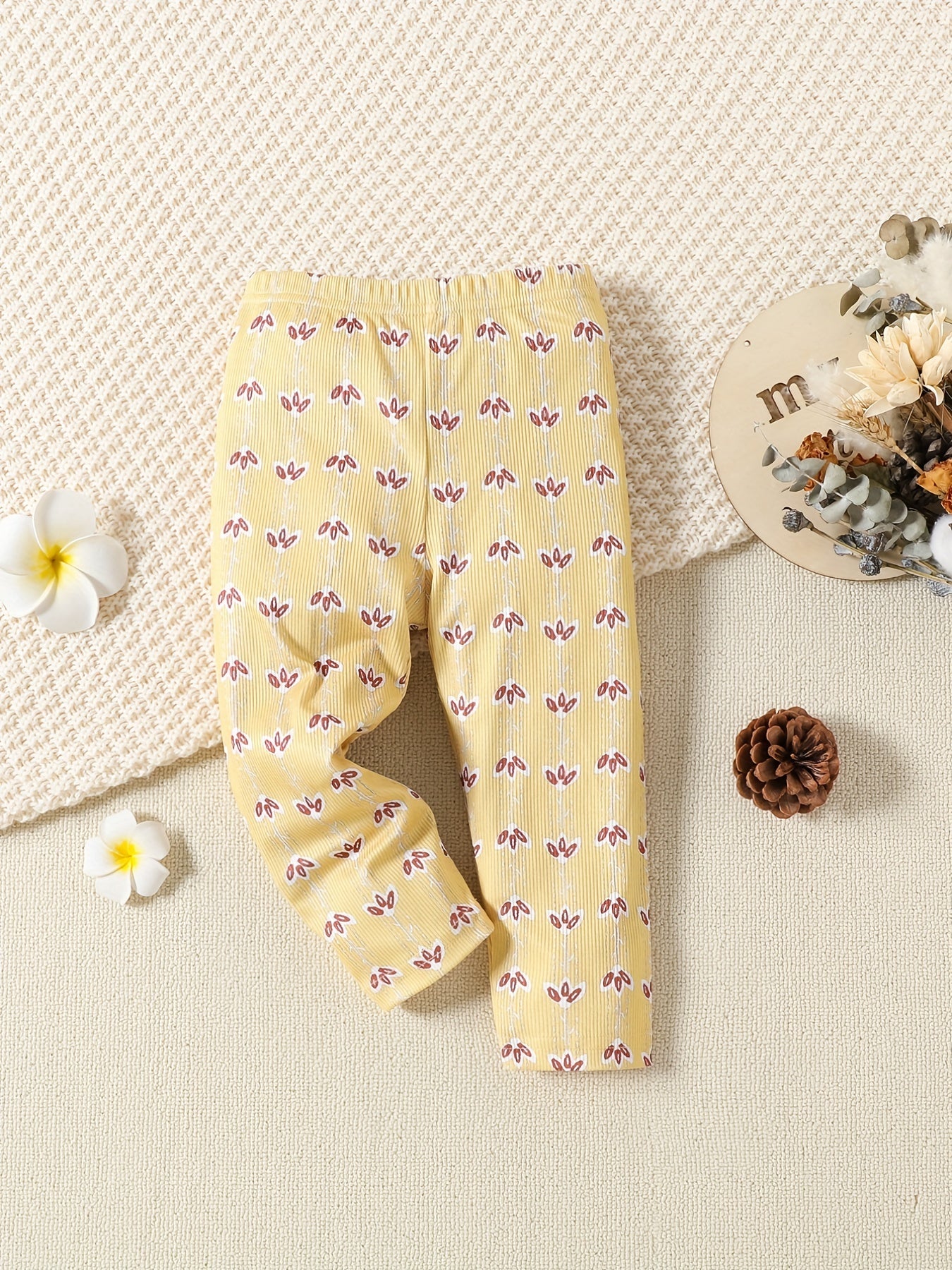 2pcs Butterfly & Flowers Print Leggings Set For Toddler Girls