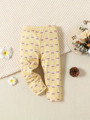 2pcs Butterfly & Flowers Print Leggings Set For Toddler Girls