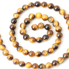 Natural Yellow Tiger's Eye Gemstone Round Beads for Jewelry Making DIY