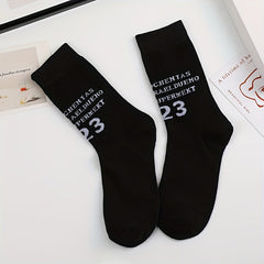 Letter Print Socks Women's Mid Tube Stockings