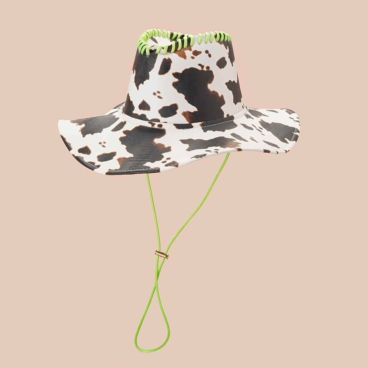 Vintage Cow Pattern Cowboy Hat Big Brim Sun Hat Western Style Boonie Hat