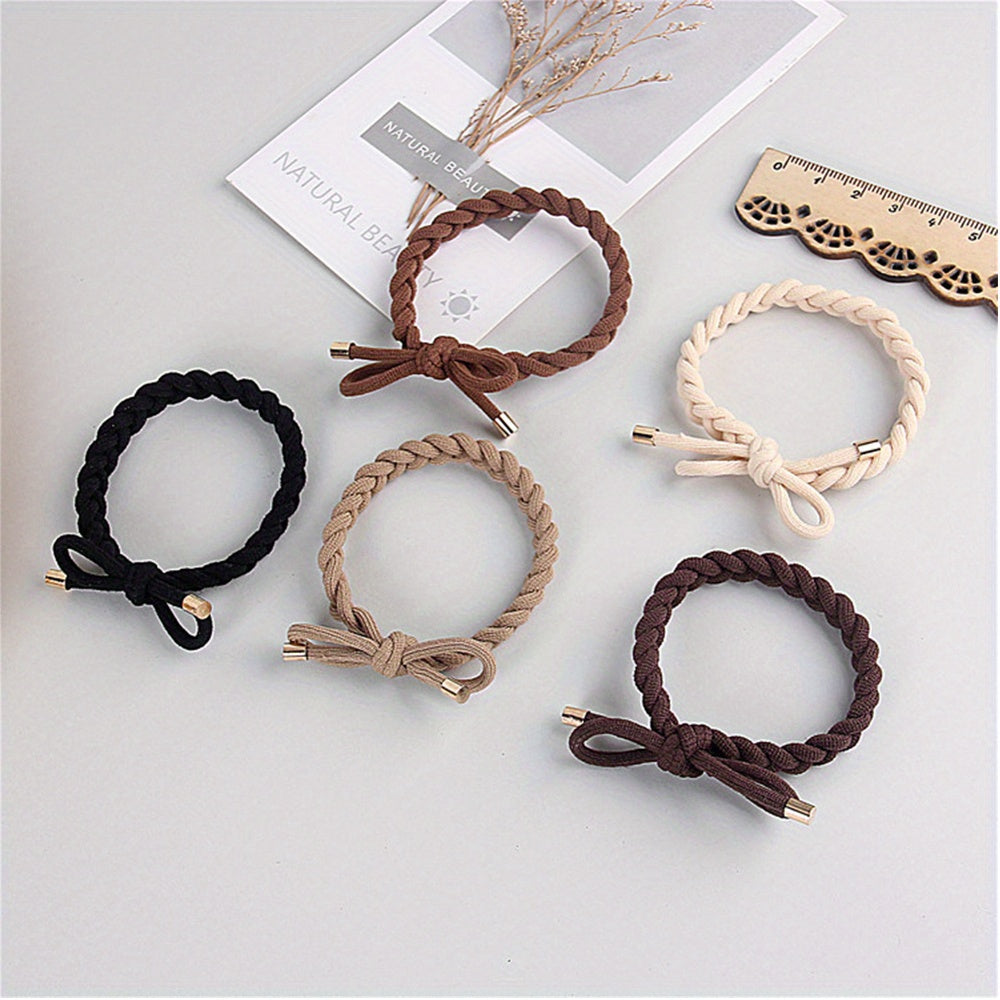 5Pcs High Stretch Hair Tie Elastic Brim Bundle Hair Rope