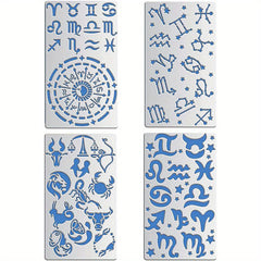 4pcs Mixed Constellations Metal Stencils Glyphs Viking Compass Designs