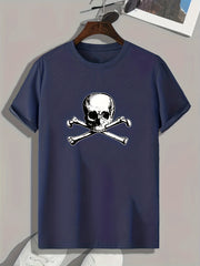 Skull Print Men's Graphic T-shirt for Summer